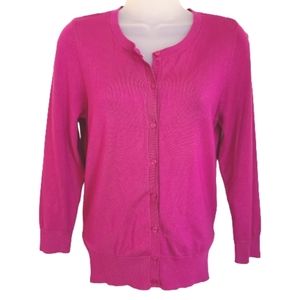 Halogen Size Sm Barbie Pink Button Up Cardigan 3/4 Sleeve